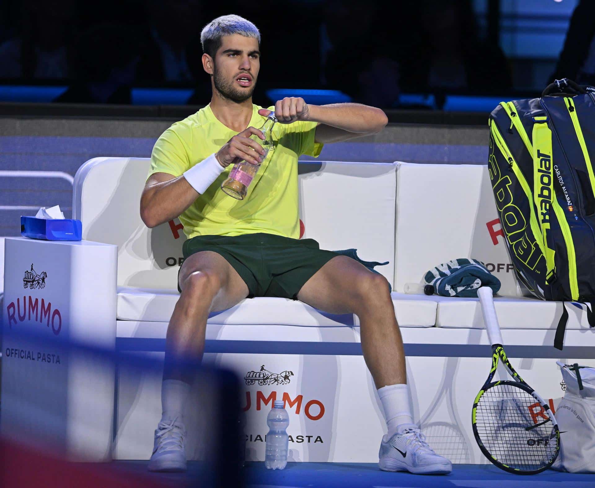 El español Carlos Alcaraz, número 1 del mundo, en la final de la Copa de Maestros. EFE/EPA/ALESSANDRO DI MARCO