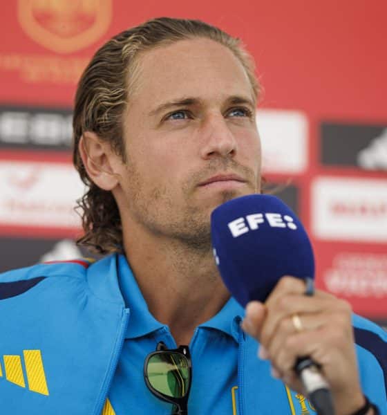 Marcos Llorente, jugador de la selección española, durante su entrevista con la Agencia EFE. EFE / Rodrigo Jiménez