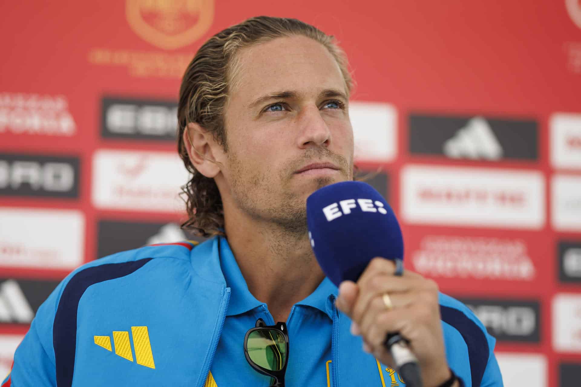 Marcos Llorente, jugador de la selección española, durante su entrevista con la Agencia EFE. EFE / Rodrigo Jiménez