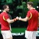 Los españoles Marcel Granollers y Pedro Martínez durante el partido ante Tomas Machac y Jakub Mensik, de República Checa, este jueves en Bolonia. EFE/EPA/ELISABETTA BARACCHI