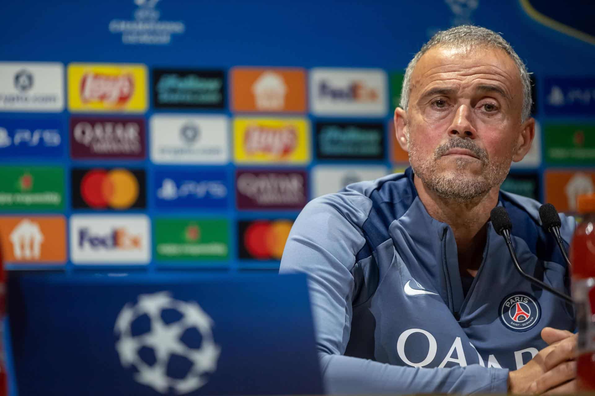 El entrenador del París Saint-Germain, Luis Enrique, durante la rueda de prensa de este lunes. EFE/EPA/CHRISTOPHE PETIT TESSON