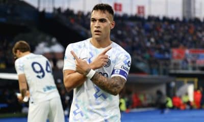 El jugador del Inter Lautaro Martinez celebra el 0-1durante el partido de la Serie A que han juagdo Pisa SC e Inter en el Arena Garibaldi stadium de Pisa, Italia. EFE/EPA/ENRICO MATTIA DEL PUNTA