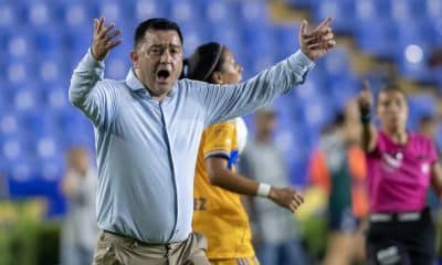 Pedro Martinez Losa entrenador de Tigres femenil reacciona en una jugada en el Estadio Universitario, en Monterrey (México). Fotografía de archivo. EFE/Miguel Sierra