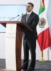 El secretario de Seguridad y Protección Ciudadana (SSPC), Omar García Harfuch, habla durante una rueda de prensa este domingo, en Ciudad de México (México). EFE/ Mario Guzmán
