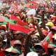 Seguidores del líder del partido opositor Unión Nacional para la Independencia Total de Angola (UNITA). Archivo EFE