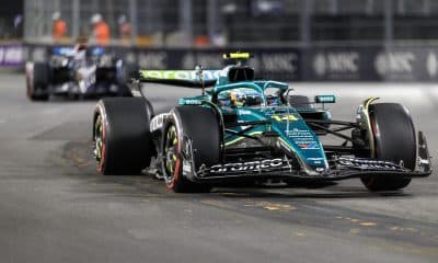 Fernando Alonso (Aston Martin), durante los entrenamientos libres del Gran Premio de Fórmula Uno de Las Vegas. EFE/EPA/CRISTOBAL HERRERA-ULASHKEVICH