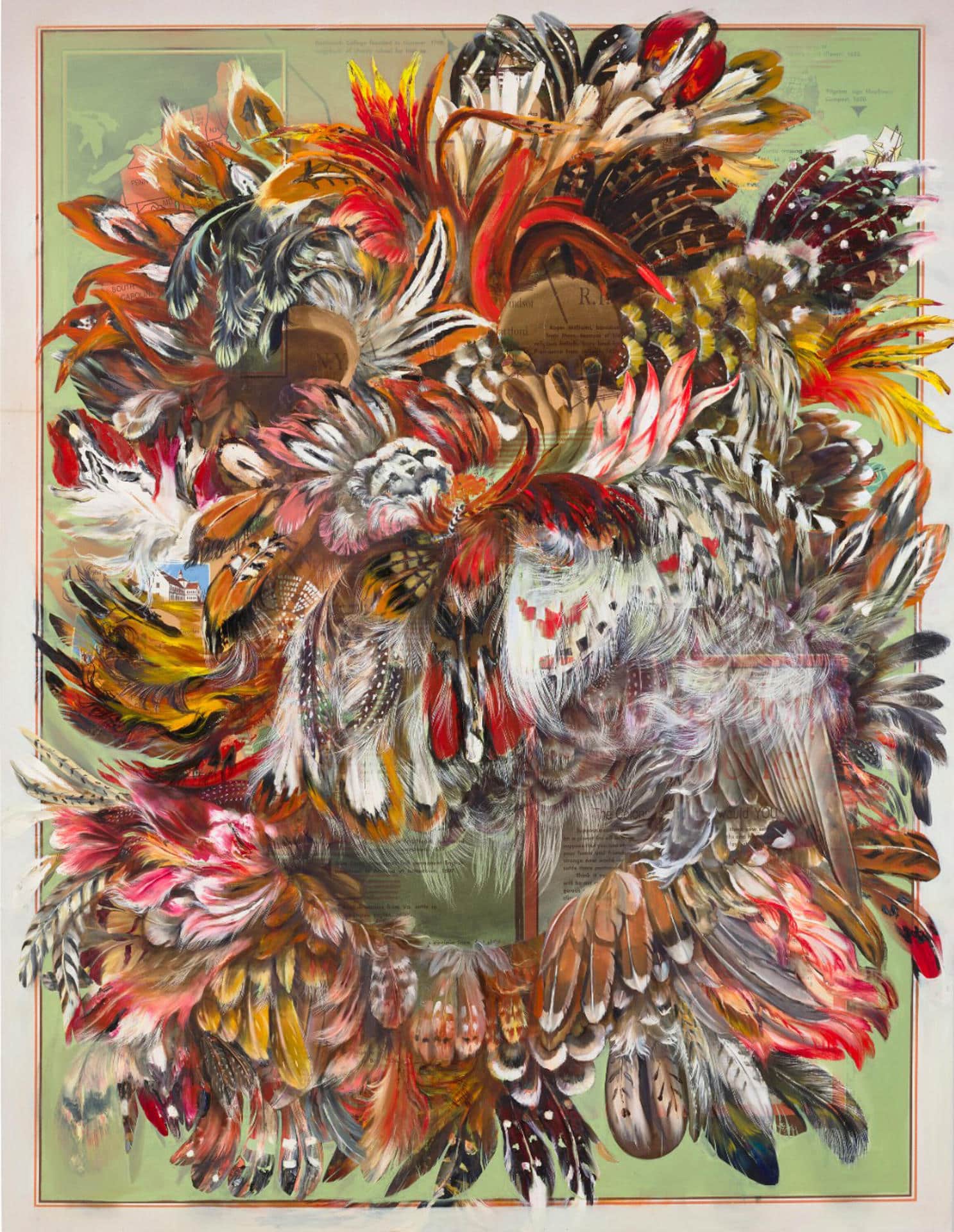 Fotografía cedida por la casa de subastas Christie's donde se observa la obra 'Untitled (Colonization in America, Visual History Wall Map, Prepared by Civic Education Service)' de la artista dominico-haitiana Firelei Báez. EFE/ Christie's / SOLO USO EDITORIAL/ NO VENTAS/ SOLO DISPONIBLE PARA ILUSTRAR LA NOTICIA QUE ACOMPAÑA (CRÉDITO OBLIGATORIO)