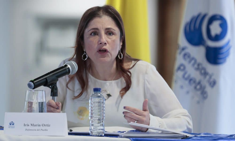 Fotografía de archivo de la defensora del pueblo de Colombia, Iris Marín, durante una rueda de prensa, en Bogotá (Colombia). EFE/ arlos Ortega