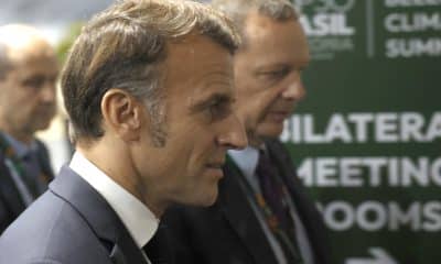 El presidente de Francia, Emmanuel Macron, participa en la apertura de la cumbre de líderes de la COP30 el jueves, en Belém (Brasil). EFE/ Antonio Lacerda
