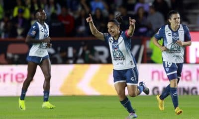 Charlyn Corral de Pachuca celebra un gol en el estadio Hidalgo en Pachuca (México). Imagen de archivo. EFE /David Martínez Pelcastre