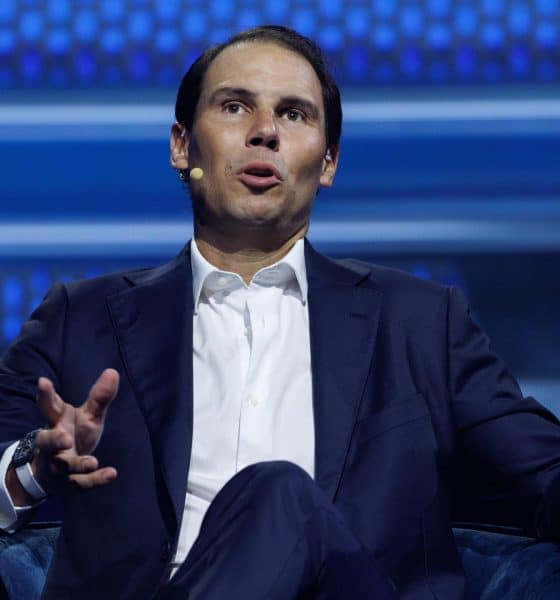 El extenista español Rafael Nadal ofreció este jueves una charla durante una sesión del America Business Forum (ABF), que congregó en Miami a líderes políticos, empresariales y deportistas. EFE/EPA/CRISTOBAL HERRERA-ULASHKEVICH