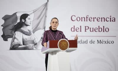 La presidenta de México, Claudia Sheinbaum, participa durante su conferencia de prensa este miércoles en Palacio Nacional, de la Ciudad de México (México). EFE/José Méndez