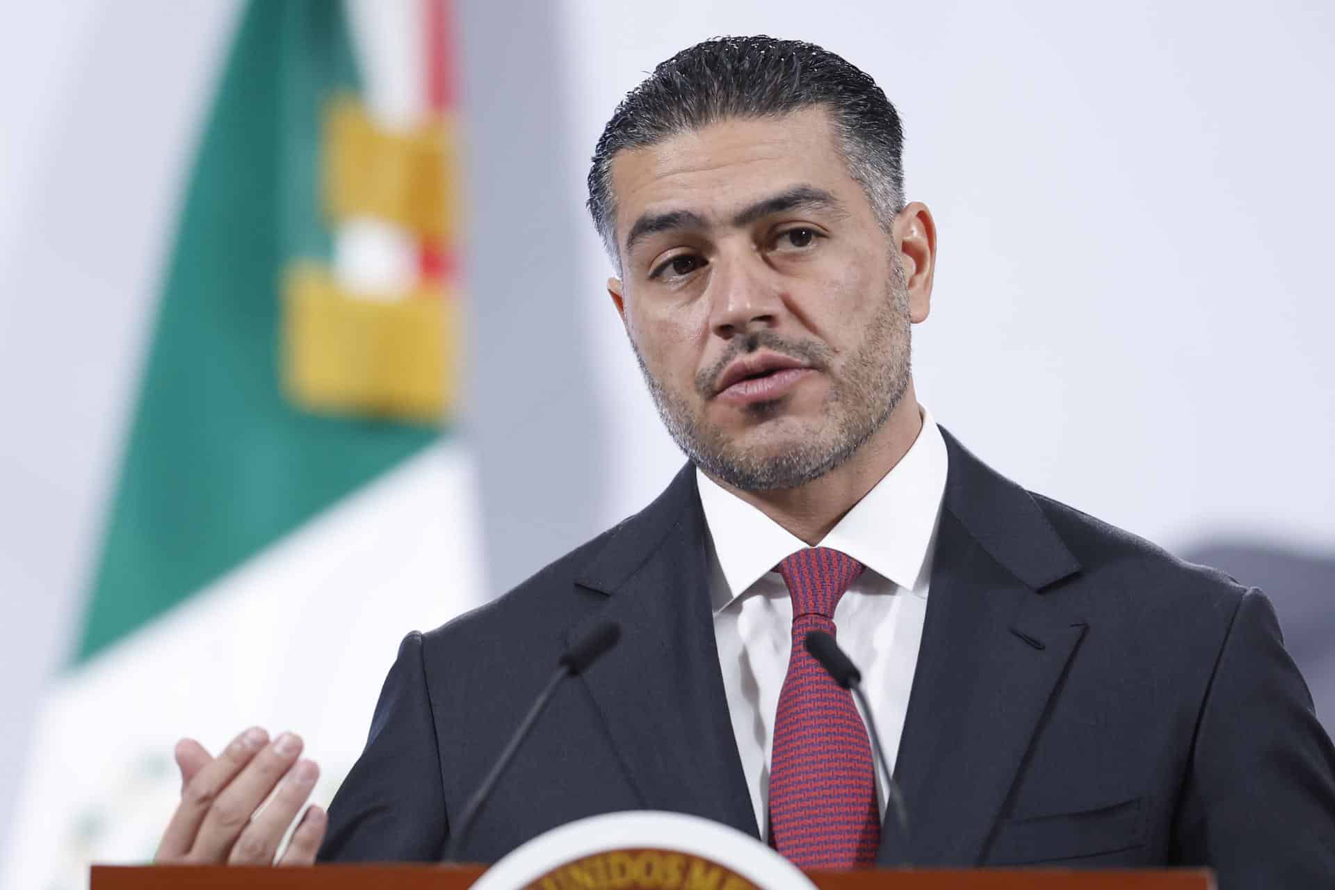 El secretario de Seguridad y Protección Ciudadana (SSPC), Omar García Harfuch, participa durante una rueda de prensa en Palacio Nacional de la Ciudad de México (México). Fotografía de archivo. EFE/Sáshenka Gutiérrez