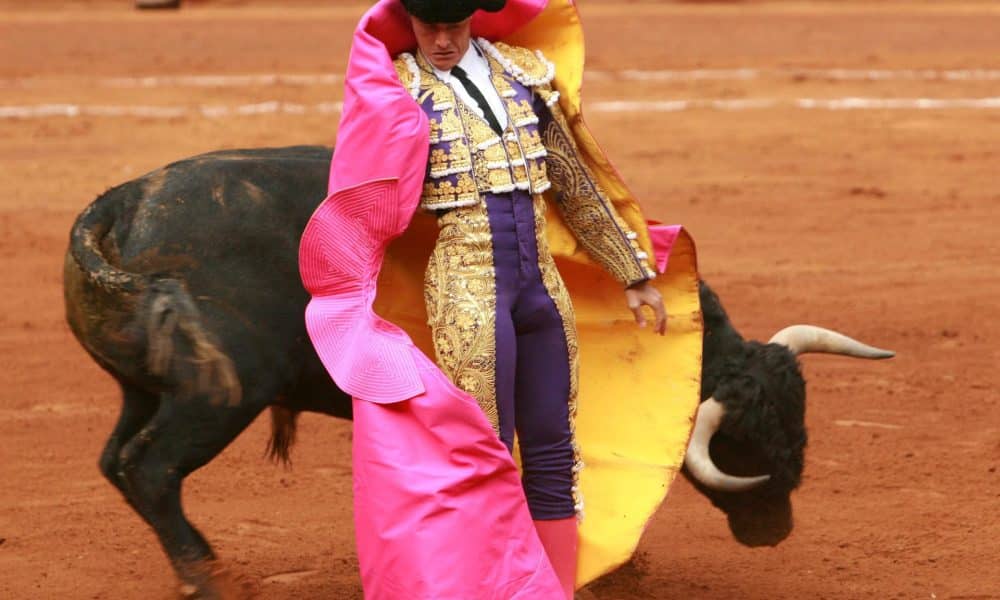 El diestro español Pedro Gutiérrez capotea su primer toro de la tarde, Bigocho de 478 kilos. Imagen de archivo. EFE/Jorge Gutiérrez
