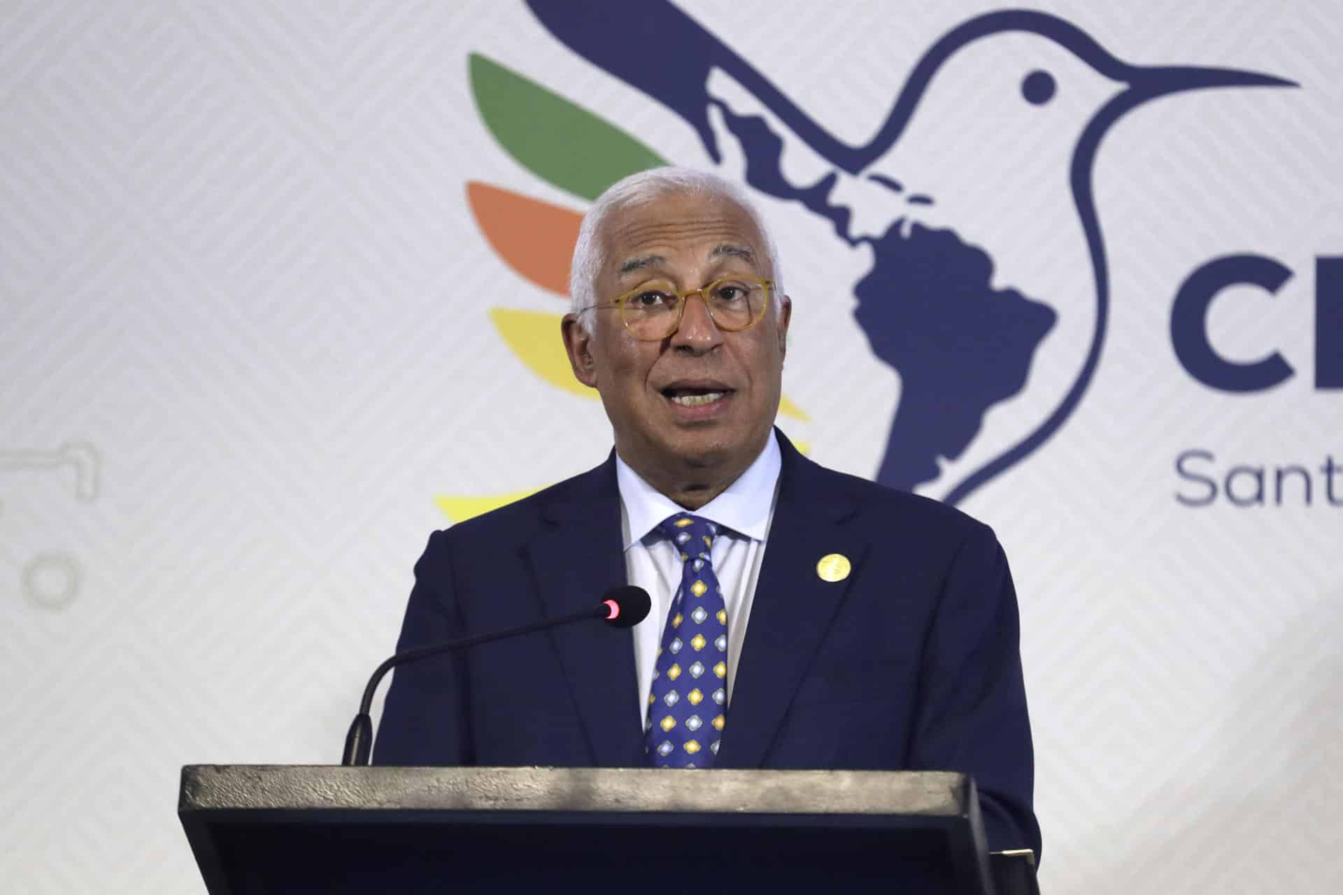 El presidente del Consejo Europeo, António Costa, ofrece declaraciones al final de la IV Cumbre CELAC-UE este domingo, en Santa Marta (Colombia). EFE/ Carlos Ortega