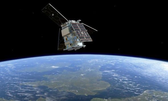 Una vez en órbita, los dos satélites viajarán separados 180 grados para maximizar la cobertura de la Tierra. Crédito de la recreación: ESA/Mlabspace.