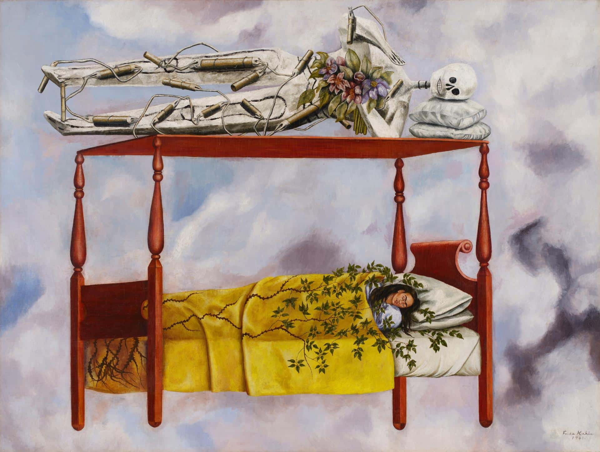 Fotografía cedida por Sotheby's del autorretrato surrealista 'El Sueño (La cama)' , de la pintora mexicana Frida Kahlo. EFE/Sotheby's