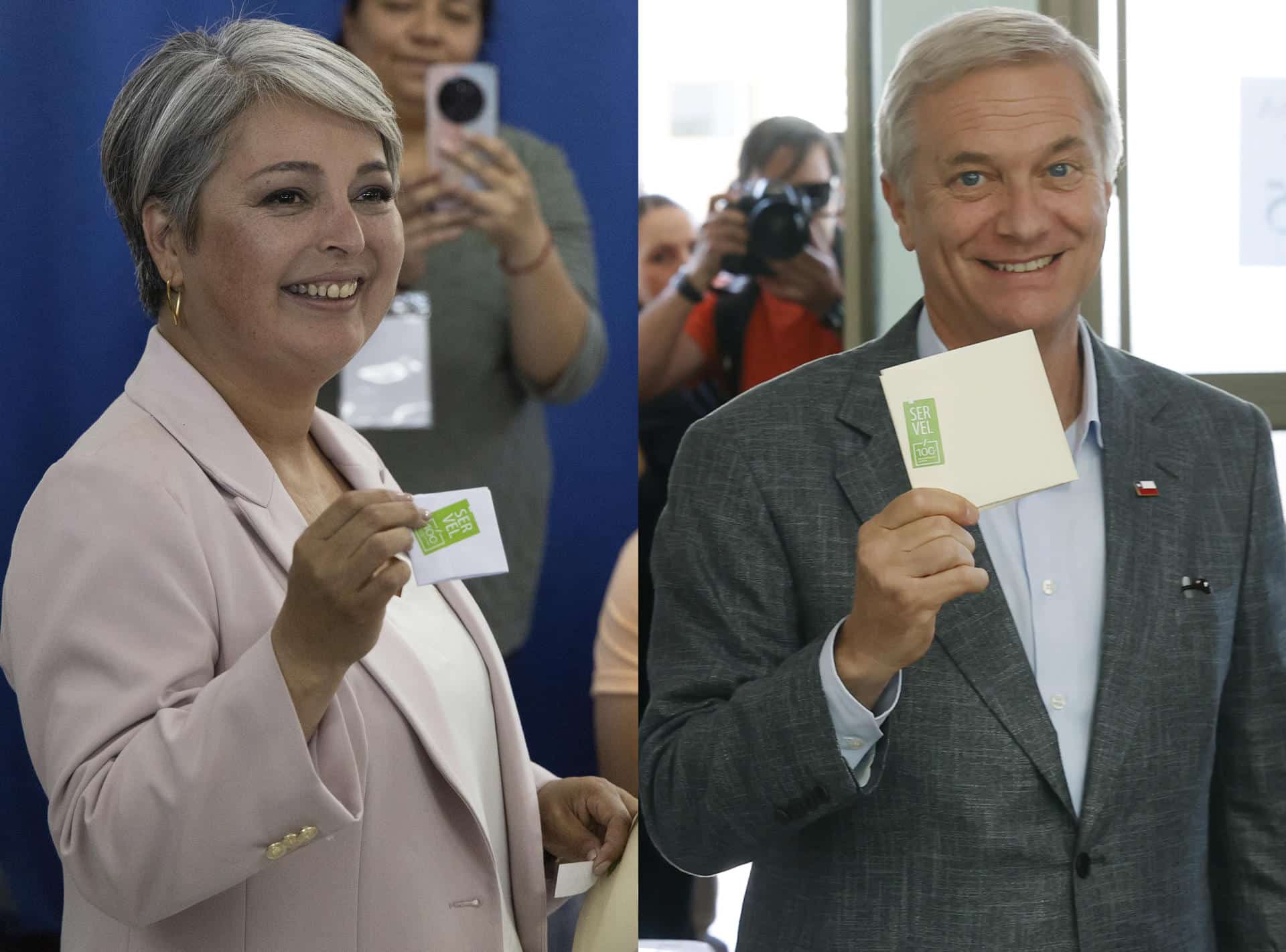Combo de fotografías de los candidatos a la Presidencia de Chile Jeannette Jara y José Antonio Kast. EFE/ Elvis González/ Ailen Diaz