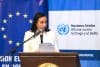 La representante de la Oficina de las Naciones Unidas contra la Droga y el Delito (Unodc en inglés), Mónica Mendoza, habla durante la presentación del 'Informe de Monitoreo de Cultivos de Coca 2024' este lunes, en La Paz (Bolivia). EFE/ Gabriel Márquez