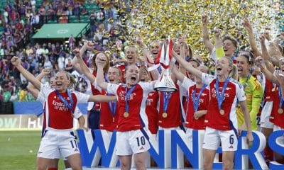 Fotografía de Toni Albir, en la que puede verse en una imagen de archivo del 24 de mayo de 2025 a las jugadoras del Arsenal, ganadoras de la pasada edición de la Liga de Campeones. EFE