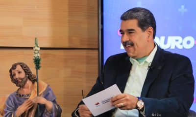 Fotografía cedida por el Palacio de Miraflores del presidente de Venezuela, Nicolás Maduro, hablando durante su programa 'Con Maduro +' este lunes, en Caracas (Venezuela).EFE/ Palacio de Miraflores