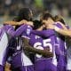 Los jugadores del Fiorentina celebran el cuarto gol ante el Udinese, anotado por Moise Kean (2-i). EFE/EPA/CLAUDIO GIOVANNINI