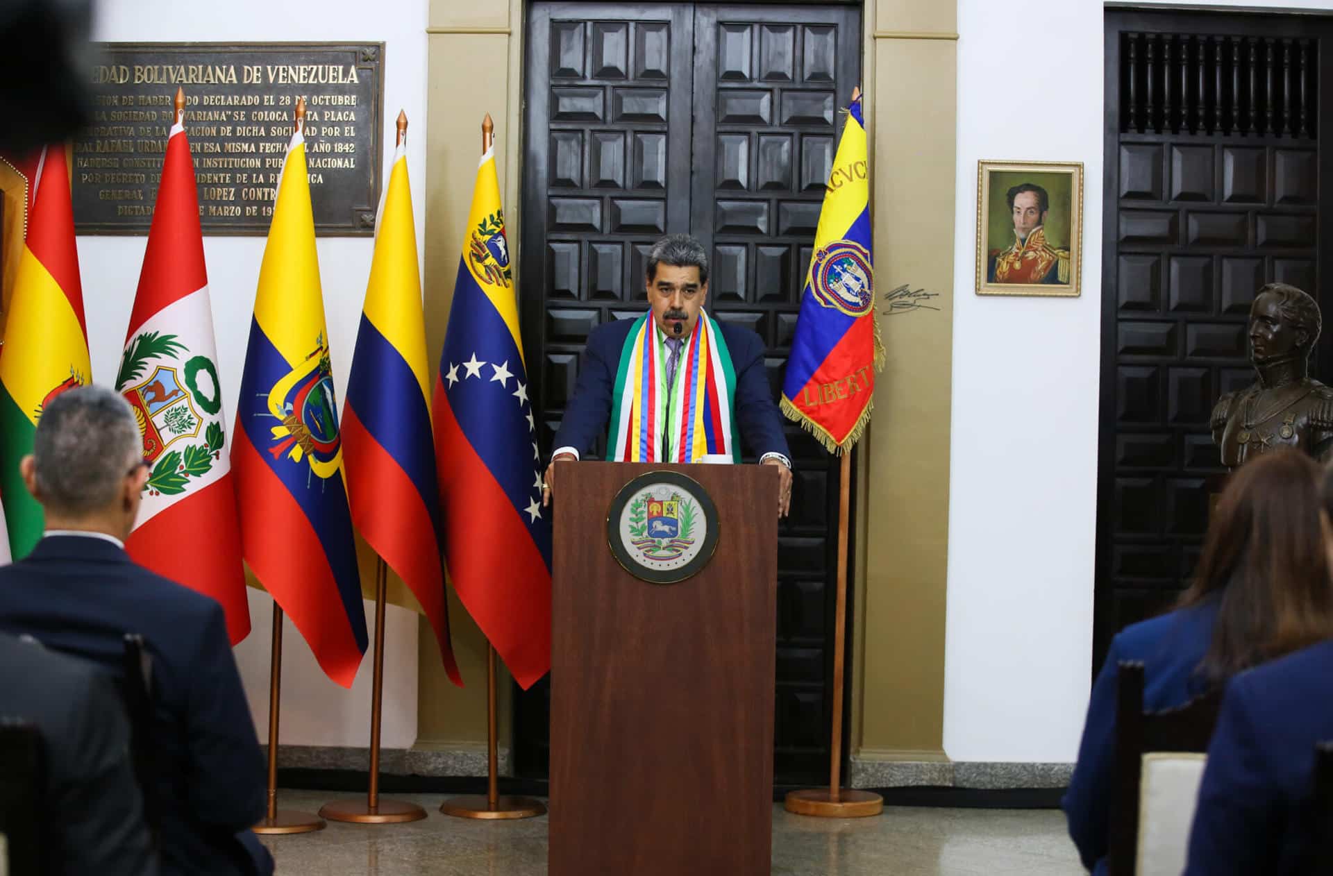 Fotografía cedida del presidente de Venezuela, Nicolás Maduro, en Caracas (Venezuela). EFE/ Palacio de Miraflores