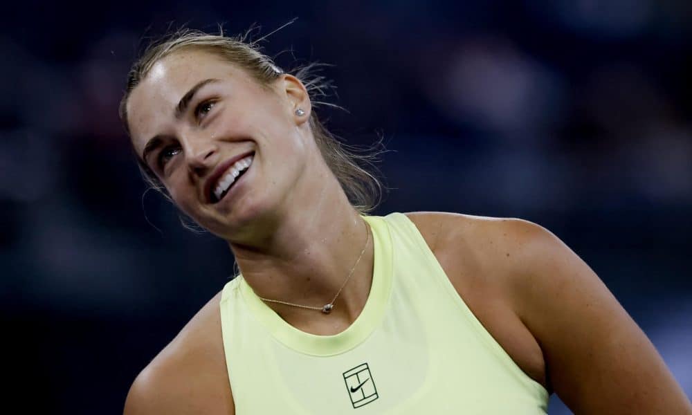La bielorrusa Aryna Sabalenka, en un momento de su partido de exhibición contra la japonesa Naomi Osaka, el pasado 6 de diciembre en Atlanta (Georgia, EE.UU). EFE/EPA/ERIK S. LESSER