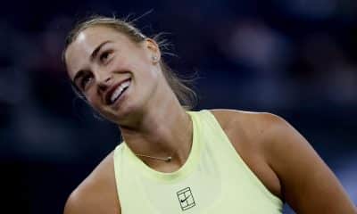 La bielorrusa Aryna Sabalenka, en un momento de su partido de exhibición contra la japonesa Naomi Osaka, el pasado 6 de diciembre en Atlanta (Georgia, EE.UU). EFE/EPA/ERIK S. LESSER