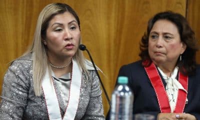 La fiscal provincial de Lima, Miriam Parra, habla en una rueda de prensa este viernes, en Lima (Perú). EFE/ Paolo Aguilar