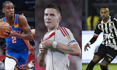 Combo de fotografías de archivo que muestra de izquierda a derecha, Shai-Gilgeous Alexander, Franco Mastantuono y Neymar. EFE/ Archivo