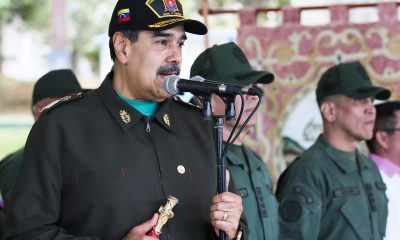 Fotografía cedida por Prensa Miraflores que muestra al presidente de Venezuela, Nicolás Maduro, hablando durante un acto de fin de año de la Fuerza Armada Nacional Bolivariana (FANB) este domingo, en Caracas (Venezuela). EFE/ Wendys Olivo/ Prensa Miraflores
