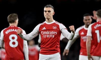 Leandro Trossard, tras el 3-0. EFE/EPA/VINCE MIGNOTT.