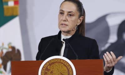 La presidenta de México, Claudia Sheinbaum, habla durante una rueda de prensa en Palacio Nacional de la Ciudad de México (México). EFE/Sáshenka Gutiérrez