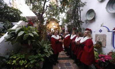 Cuarenta patios de Córdoba (sur de España), Patrimonio Inmaterial de la Humanidad, abren sus puertas en Navidad con flores de pascua y belenes acompañados de villancicos y la zambomba. EFE/Salas