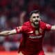 Joao Dias, de Toluca, celebra un gol este domingo, en la final de la Liga MX ante Tigres, en el estadio Nemesio Diez, en Toluca. EFE/Felipe Gutiérrez