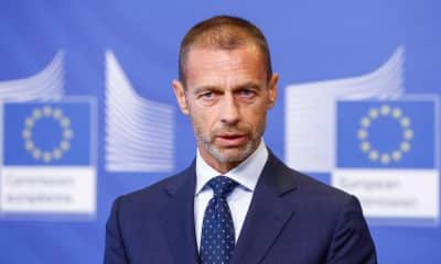 Foto de archivo de STEPHANIE LECOCQ en la que aparece el presidente de la Uefa Aleksander Ceferin.