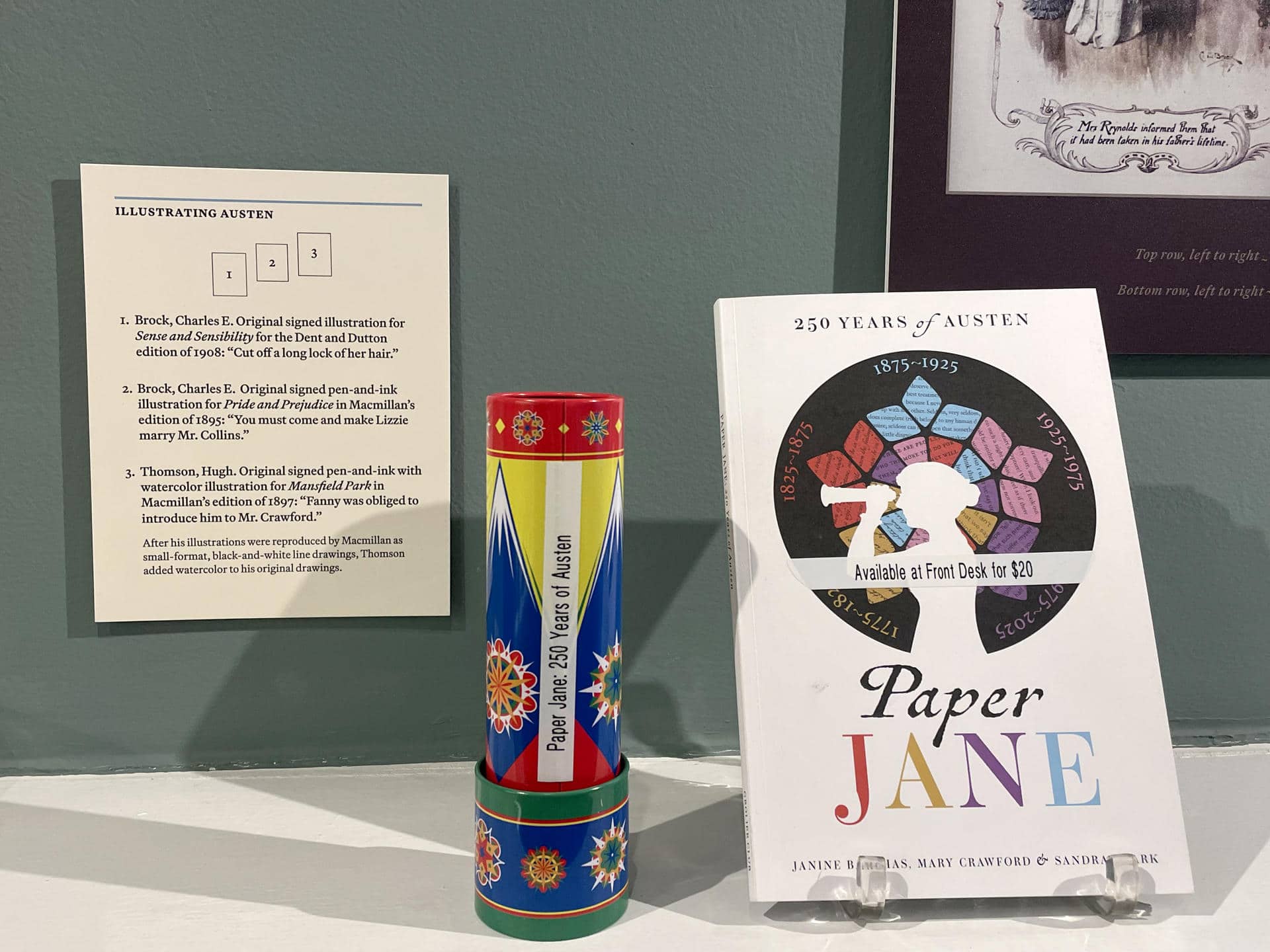 Fotografía que muestra del cuaderno catálogo que celebra a la escritora británica Jane Austen en la exhibición 'Paper Jane: 250 Years of Austen' este martes, en Nueva York (EE.UU.). EFE/ Alicia Sánchez