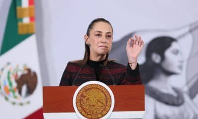 La presidenta de México, Claudia Sheinbaum, habla durante una rueda de prensa este miércoles, en Palacio Nacional de la Ciudad de México (México). EFE/Mario Guzmán