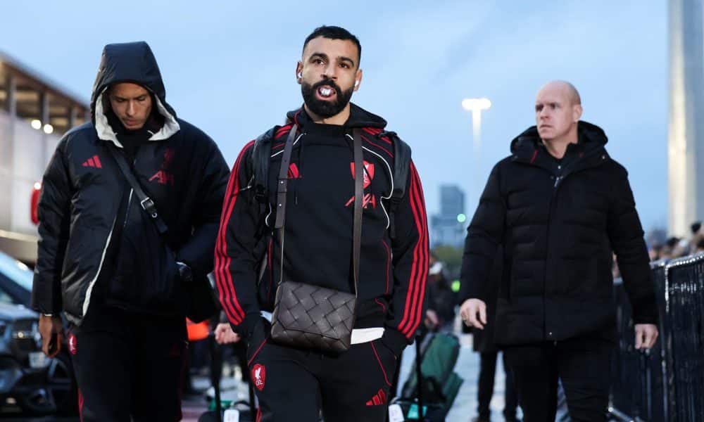 Salah, a su llegada para el partido con el Leeds. EFE/EPA/ALEX DODD.