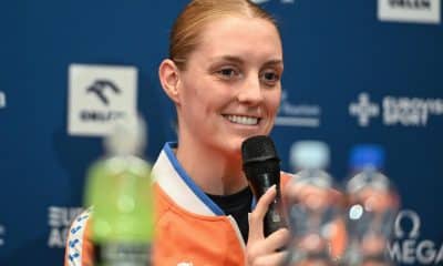 La nadadora neerlandesa Marrit Steenbergen, durante una conferencia de prensa ofrecida el pasado 1 de diciembre. EFE/ WOJTEK JARGILO *POLAND OUT*