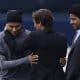 El exjugador del PSG junto al anterior director deportivo Leonardo (C) y el dueño del club NAsser Al Khelaifi. EFE/EPA/YOAN VALAT