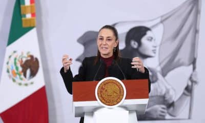 La presidenta de México, Claudia Sheinbaum, habla durante una rueda de prensa este viernes, en el Palacio Nacional de Ciudad de México (México). EFE/ Mario Guzmán