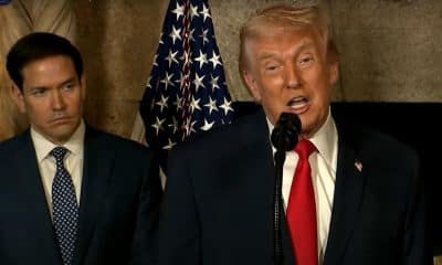 Captura de video tomada de una transmisión de la Casa Blanca del presidente de Estados Unidos, Donald Trump, junto al secretario de Estado, Marco Rubio, este lunes, desde Palm Beach, Florida (EE.UU.). EFE/ Casa Blanca