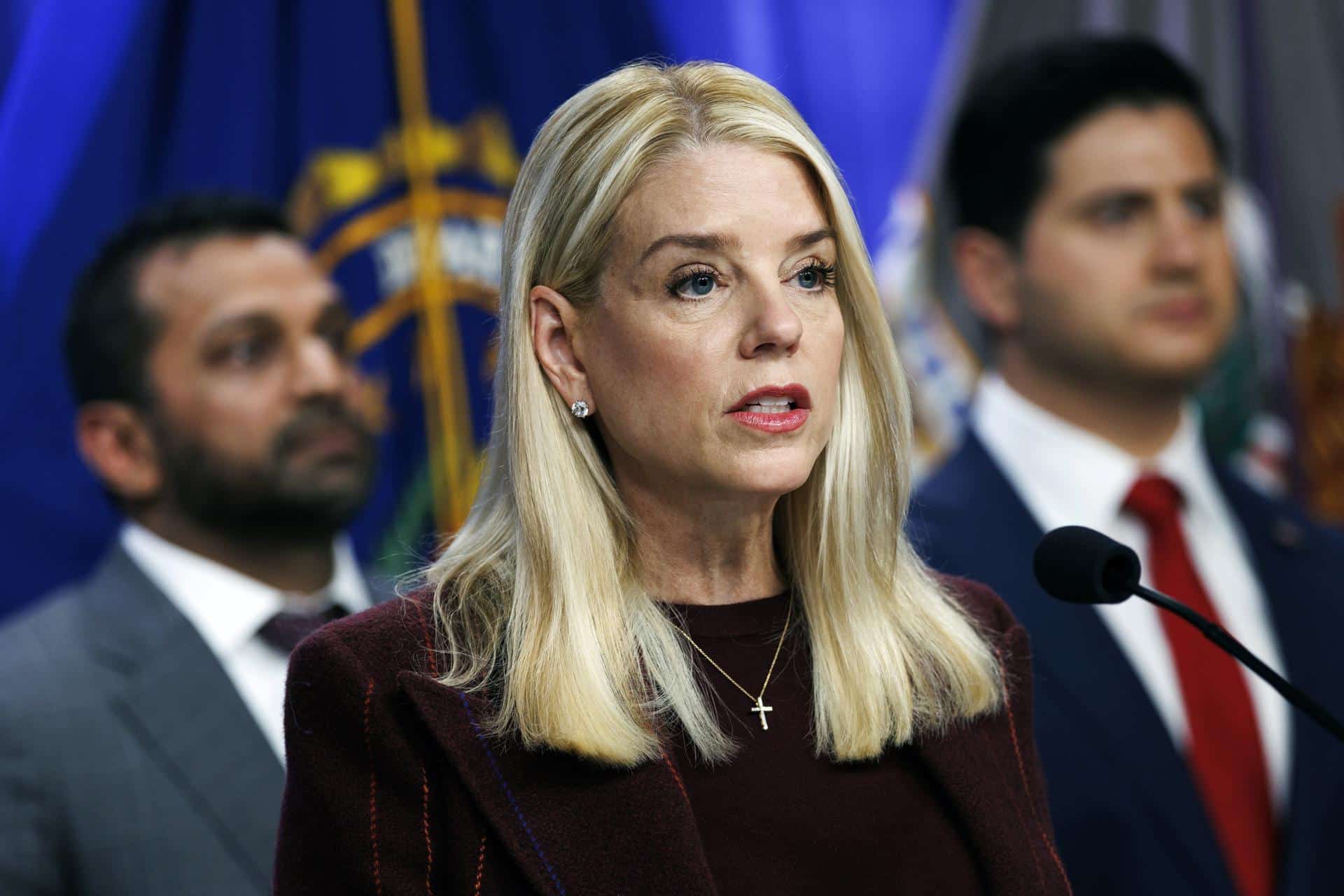 Fotografía de archivo de la fiscal general de EE.UU., Pam Bondi. EFE/EPA/Will Oliver