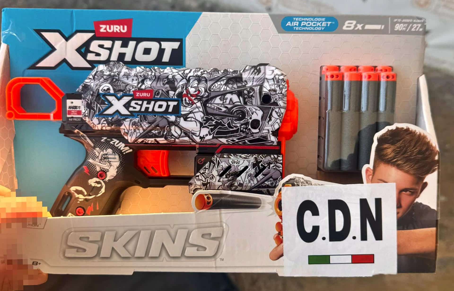 Fotografía cedida por la Secretaría de Seguridad Pública, Protección a la Ciudadanía y Prevención Social, que muestra el empaque de un juguete bélico este domingo, en Guadalupe (México). EFE/ Secretaría de Seguridad Pública y Prevención Social