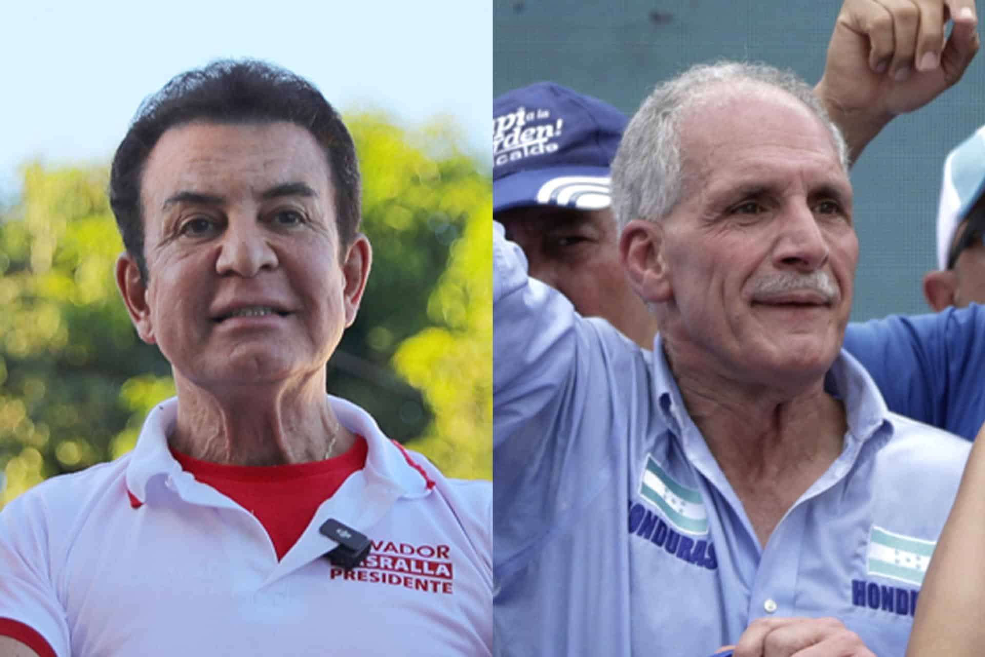 Combo de fotografías de archivo que muestra a los candidatos presidenciales de Honduras, Salvador Nasralla (i) y Nasry Asfura (d).  EFE/ Gustavo Amador