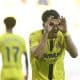 El delantero del Villarreal Georges Mikautadze, celebra su gol contra el Getafe, durante el partido de la jornada 13 de LaLiga EA Sports entre el Villarreal y el Getafe, disputado en el Estadio de la Cerámica de Vila-Real (Castellón). EFE/ Andreu Esteban
