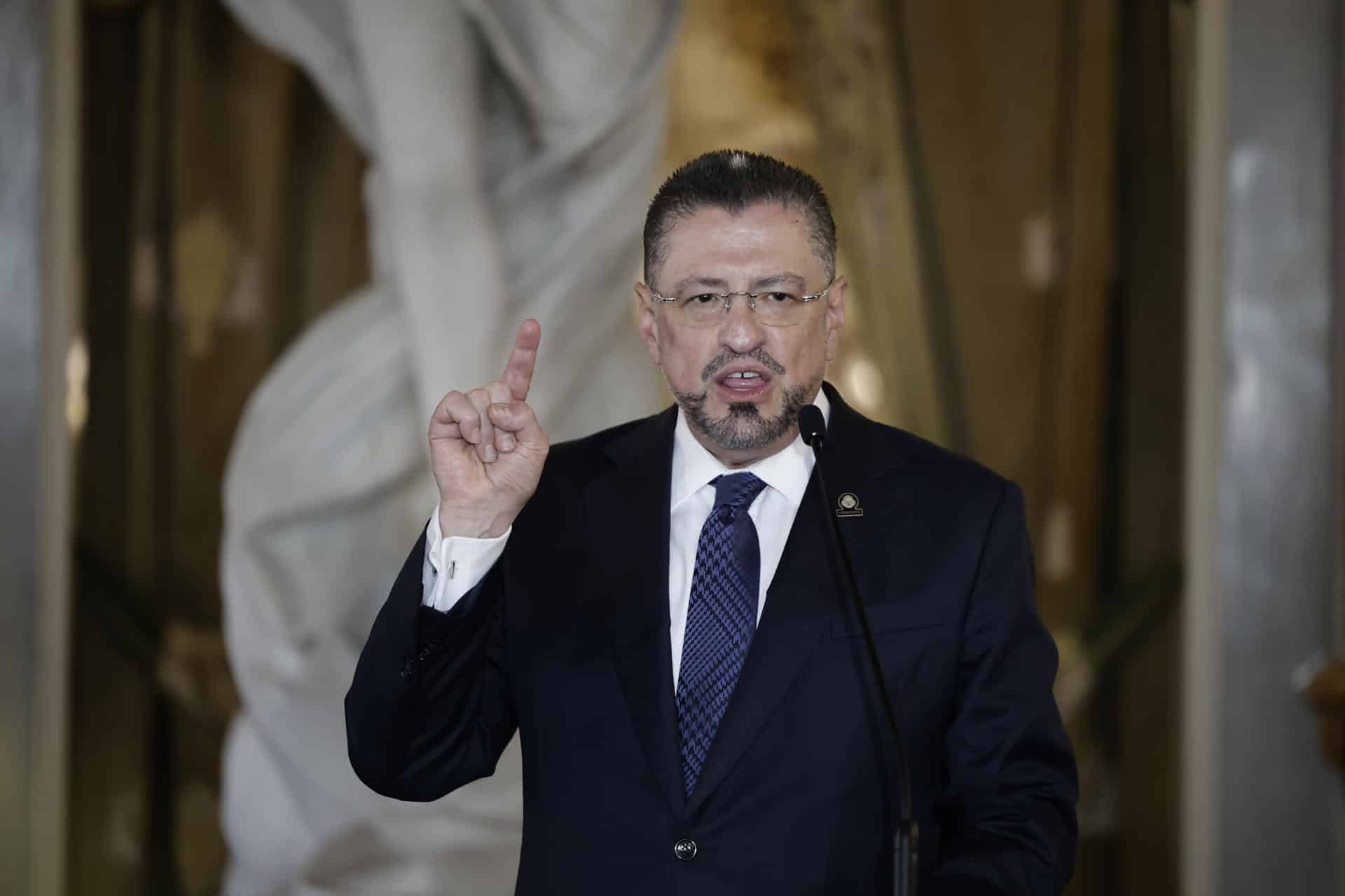El presidente de Costa Rica, Rodrigo Chaves, en una foto de archivo. EFE/Jeffrey Arguedas