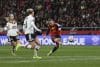 La delantera española Claudia Pina consigue el tercer gol durante el partido de vuelta de la final de la Liga de Naciones femenina, que España y Alemania disputan este martes en el estadio Metropolitano en Madrid. EFE/ Kiko Huesca
